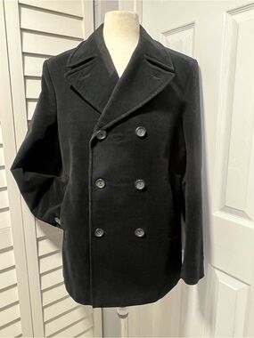 Banana Republic Black Double-Breasted Peacoat